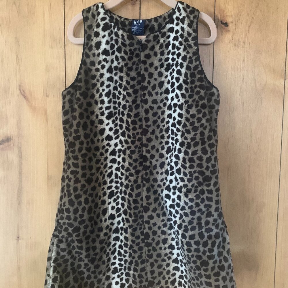 GAP Faux Fur Animal Print Mini Shift Dress